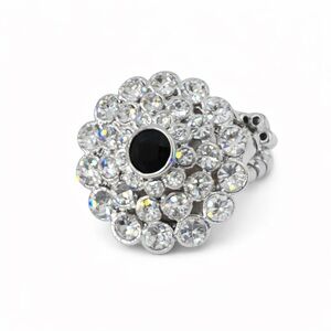 Stretch Ring Silver‎ Tone Rhinestone Cocktail Adjustable Women's Fashion Jewelry